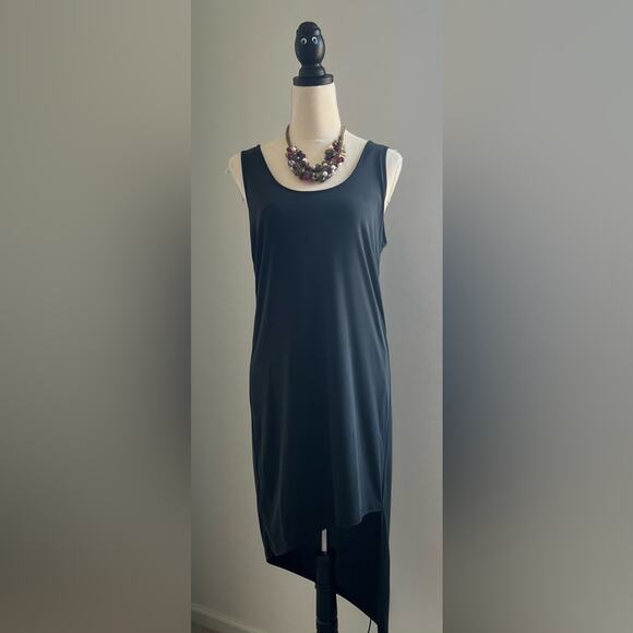 NWT SPLENDID Sleeveless Asymmetrical Hem MIDI Criss Cross Back Black Dress Sz S - Picture 1 of 9